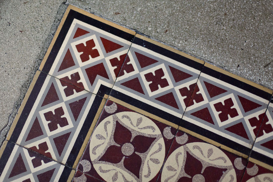 Turn-of-the-century-tiles in a corridor in Helsinki, Finland