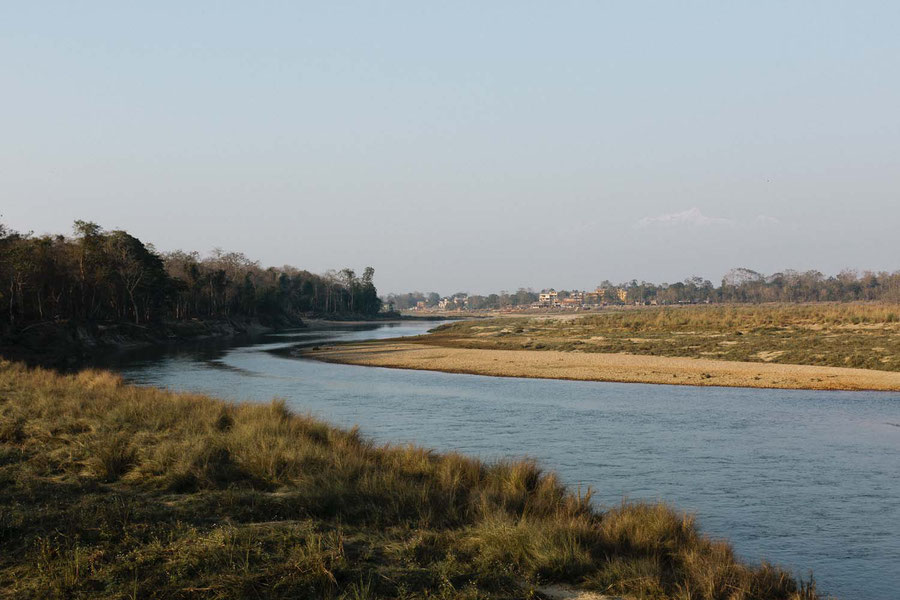 Sauraha seen from the other side of the river, Chitwan Netional Parc, Nepal