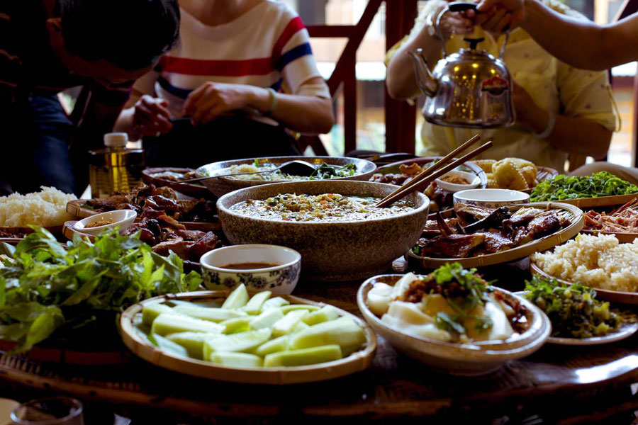 Dai minority feast, Jinghong, China