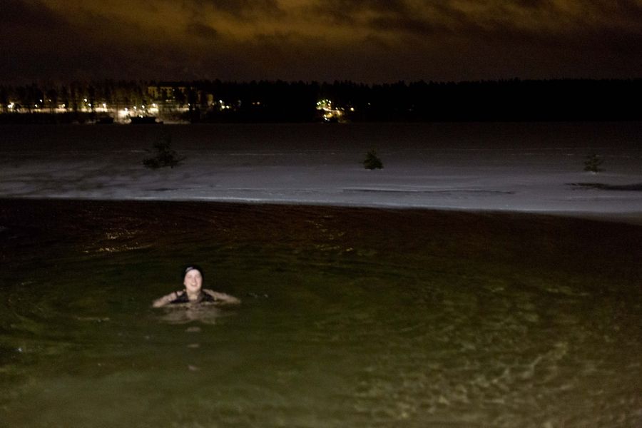 Blurry but happy in the ice cold water, Finland