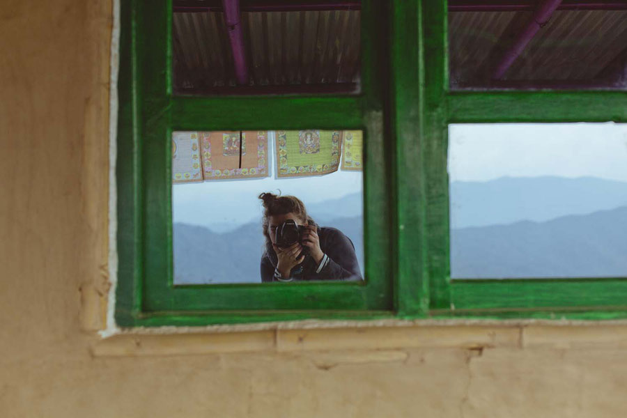 Earthwalls, tin roof and reflective windows, Sister's Homestay, Nagarkot, Nepal