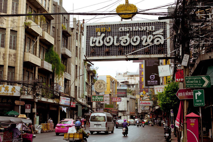 Busy Chinatown road, Bangkok, Thailand