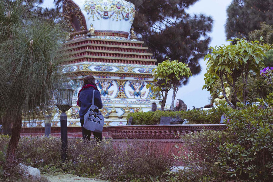 Culture clash, St. Pauli in Kopan, Kopan Monaestery, Nepal