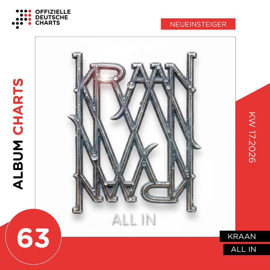 KRAAN's new album "ALL IN" enters the official album charts on April 24, 2026