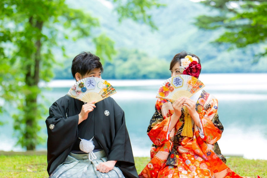 夏の中禅寺湖和装ロケーションフォト