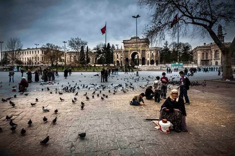 Beyazid Square in Istanbul with Istanbul University entrance gate in the background