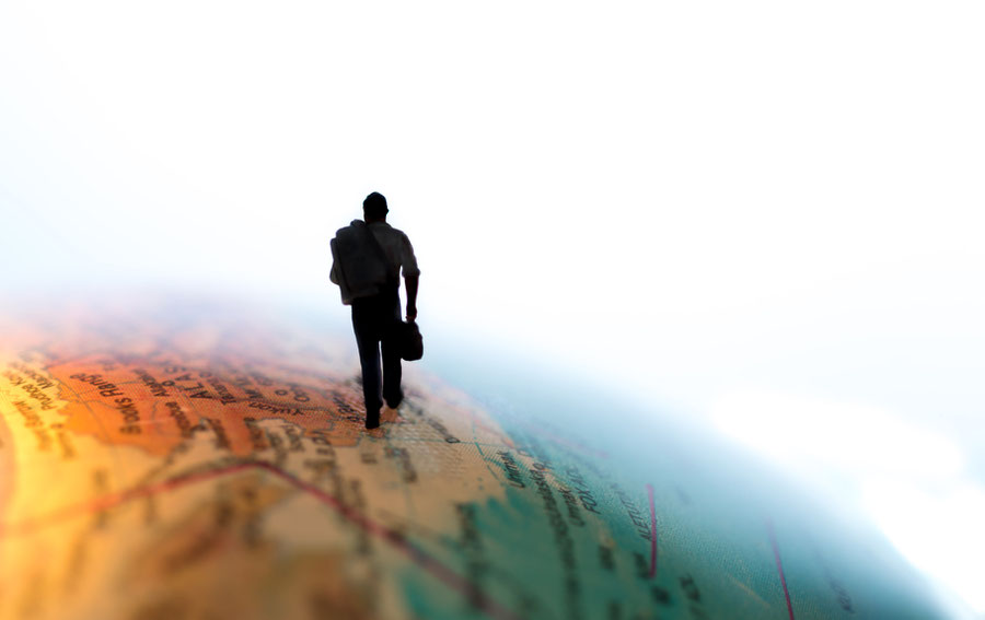 Man walking away from the Earth