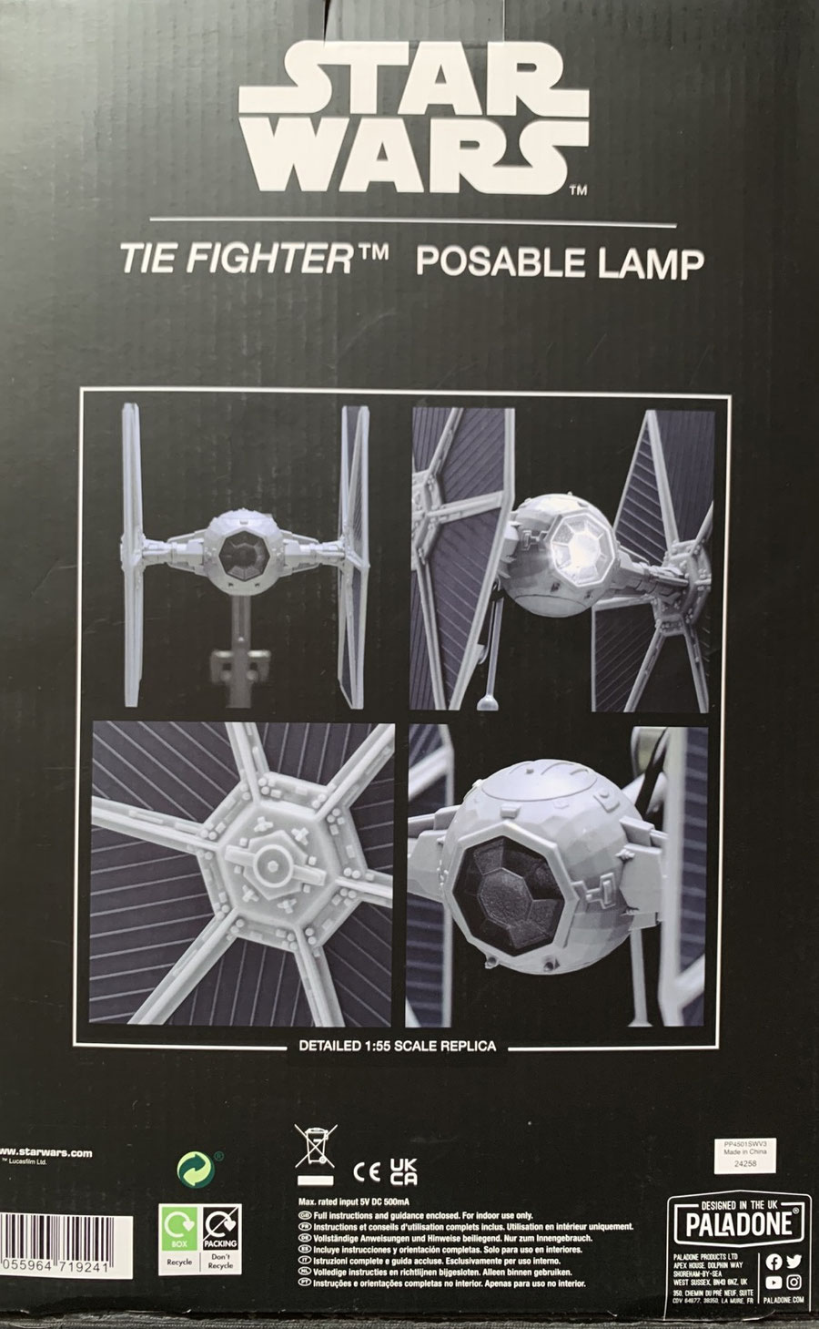 Tie Fighter Schreibtischlampe Star Wars USB Leuchte 60cm Paladone