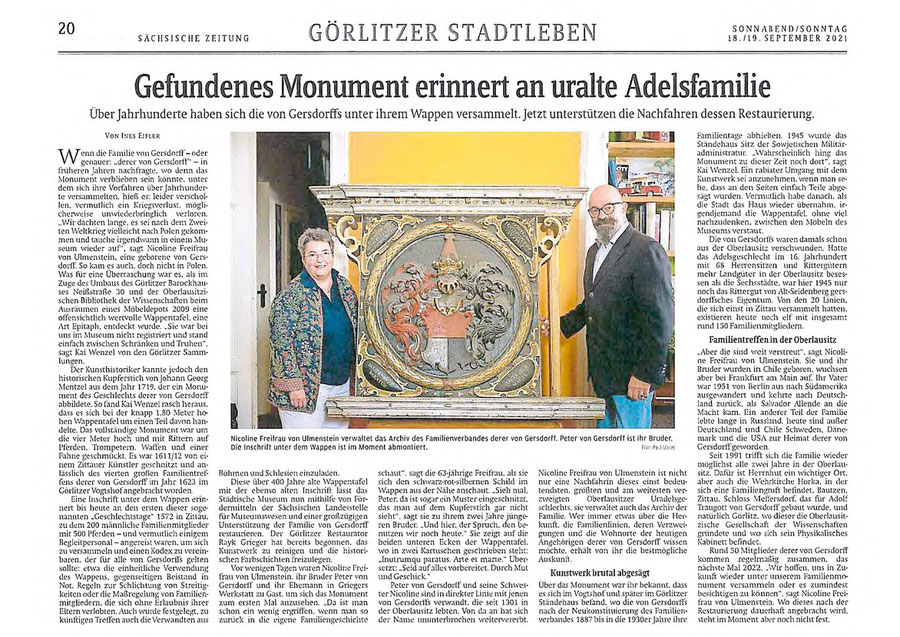 Der Artikel aus der Sächsischen Zeitung vom 18.09.2021. Ihr könnt durch Anklicken den Artikel verbrößern oder über unten stehenden Link downloaden.