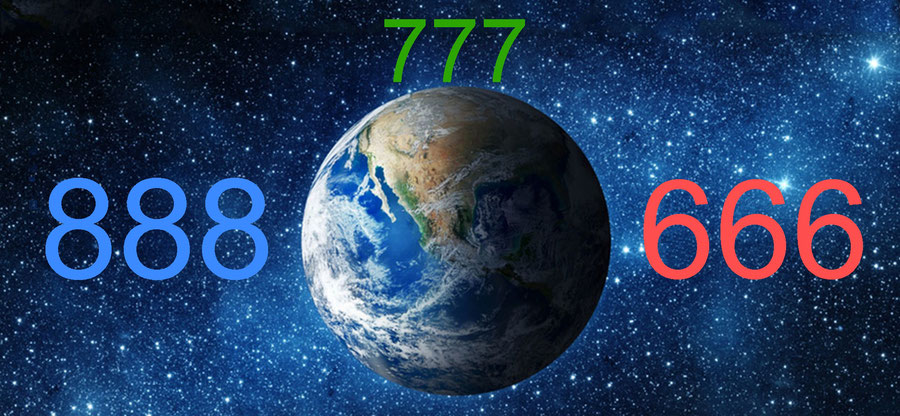 Zahlen 777 Gott Himmel Erde, 888 Jesus, 666 Satan, Antichrist, numerische Werte
