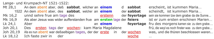 Lange-NT, Krumpach Neues Testament 1521, Auferstehung Jesus am Sabbat