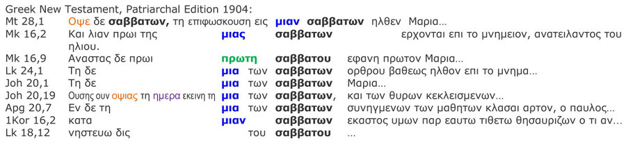 Greek New Testament 1904  Auferstehung Sabbat, Patriarchal Edition