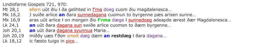 Lindisfarne Gospels, Englische Bibel, Auferstehung Jesus am Sabbat Sonntag