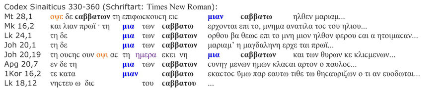 Codex Sinaiticus, Original Greek, Auferstehung Jesus Sabbat