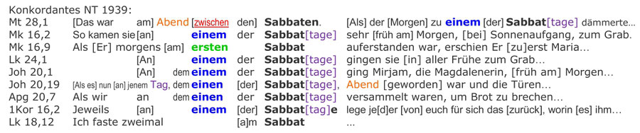 Konkordantes Neues Testament 1939, Auferstehung Sabbat