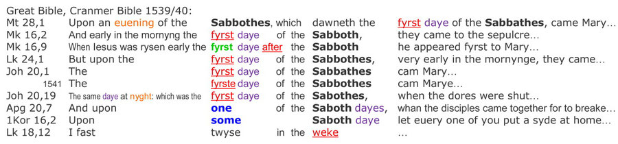 Great Bible 1539, Auferstehung Jesus am Sabbat
