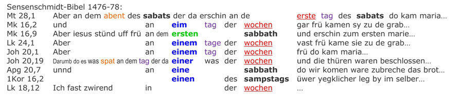 vor-lutherische Sensenschmidt-Bibel 1476-78, Auferstehung Jesus am Sabbat