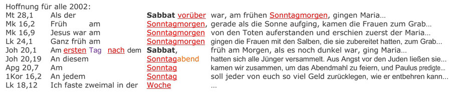 Hoffnung für Alle 2020 Bibel, Sonntag Auferstehung Sabbat