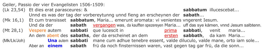 Passio der vier Evangelisten, Geiler, Auferstehung am Sabbat Jesus