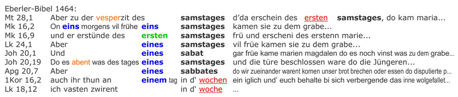 Eberler Bibel 1464, Neues Testament Deutsch,  Auferstehung Jesu an einem Samstag-Morgen