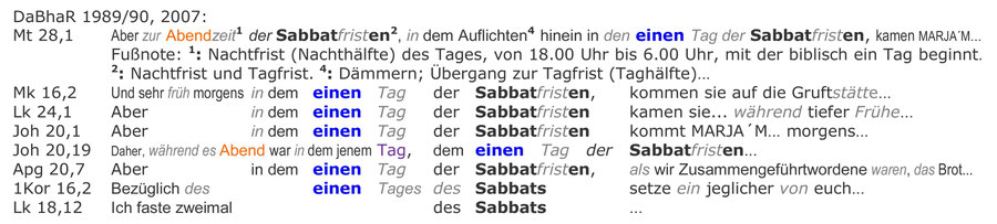 DaBhaR Übersetzung Baader, Auferstehung Jesus Sabbat