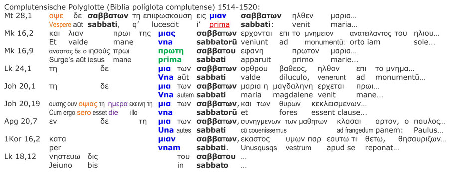 Complutensiche Polyglotte 1514, auferstehung Sabbat, Biblia poliglota complutense