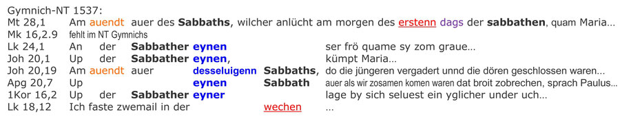 Gymnich-NT 1537, Auferstehung Jesus am Sabbat-Morgen, Interlinear Text Bibel