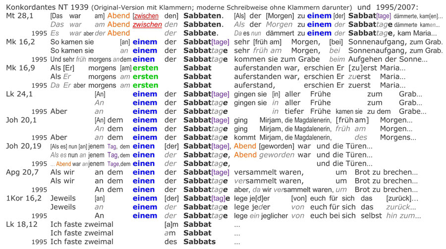 Konkordantes Neue Testament 1995, Knoch, Auferstehung Sabbat