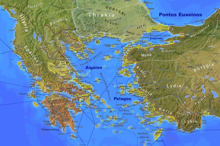 Altes, antikes Griechenland, Karte, Landkarte