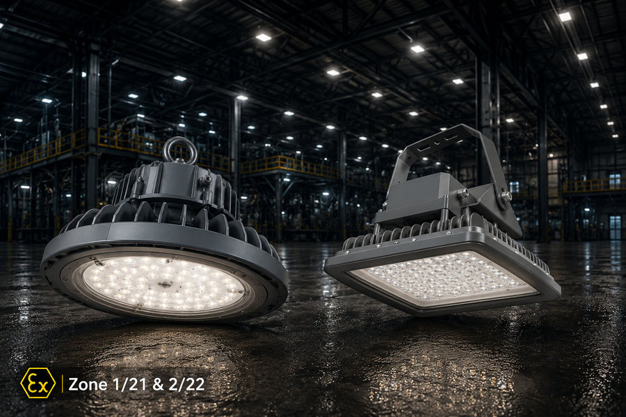 Ex-Schutz LED-Highbay und Hallenleuchten für Hallen, Lager und Industrie, ATEX Zone 1/21 & 2/22