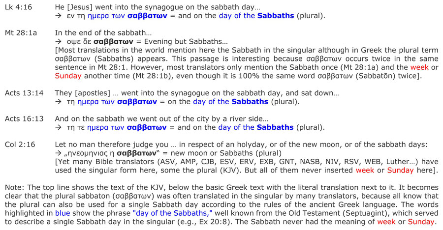 plural σαββατων, day of sabbaths, new testament, resurrection sabbath