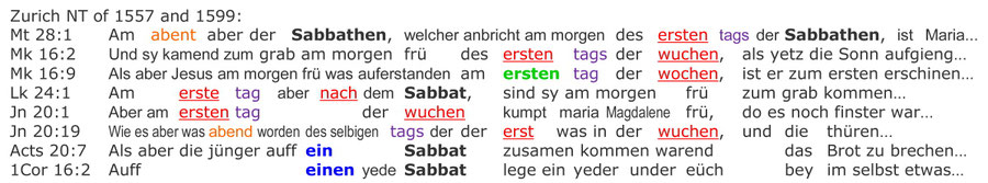 Zurich Bible 1557, Resurrection Jesus Sunday Sabbath
