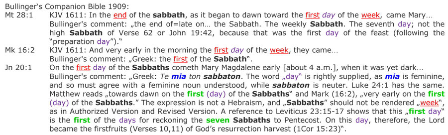 Bullinger Companion Bible 1909, resurrection sabbath