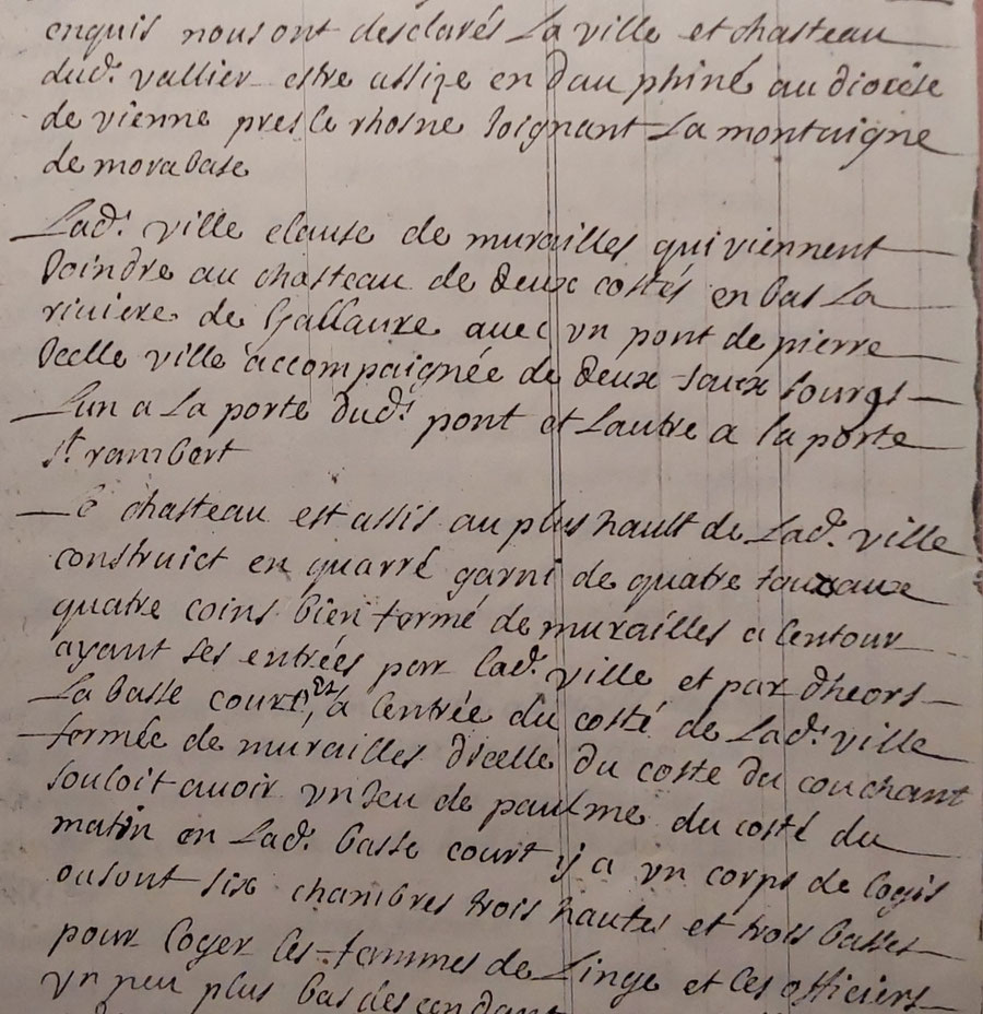 Mandement de Saint-Vallier : ville et château à la mort de Diane (mil. du XVIe siècle)