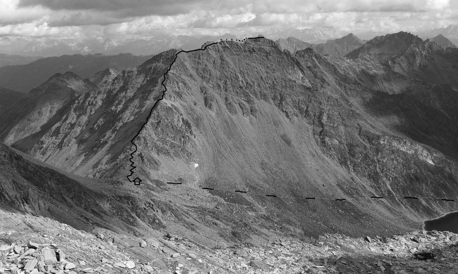 Napfspitze - Normalweg, Routenverlauf - Bergtour, Nordgrat, Edelrauthütte, Südtirol