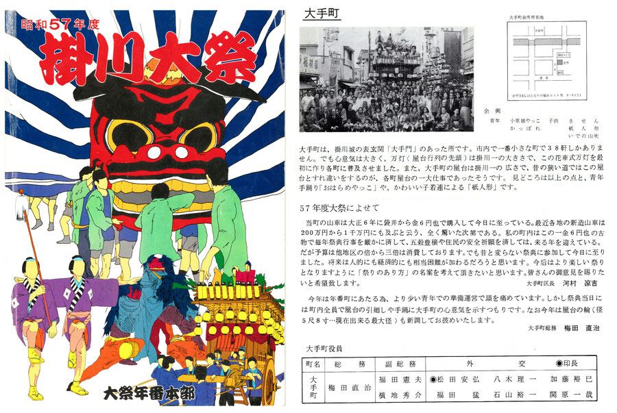 昭和５７年掛川祭パンフレットより『大手町』