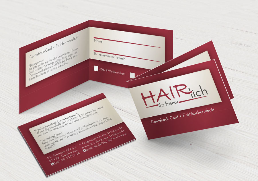 Hairlich Ihr Friseur Cuxhaven Altenbruch - Comeback Card - Bonus Prozente für treue Kunden