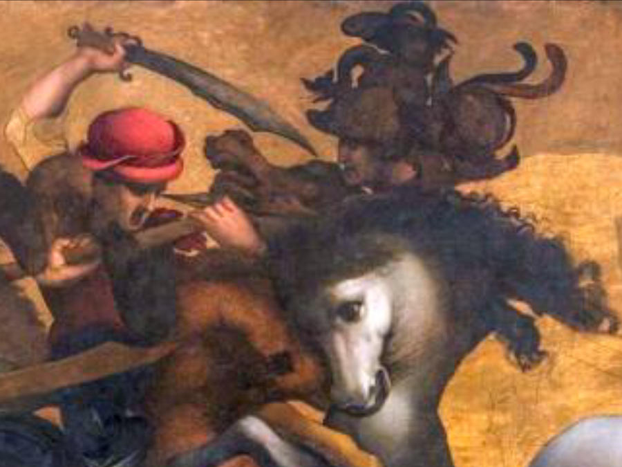 Fig. 21 -  Rappresentazione del dettaglio tratto della tavola della Battaglia di Anghiari, attribuita a Francesco Morandini detto il "Poppi"