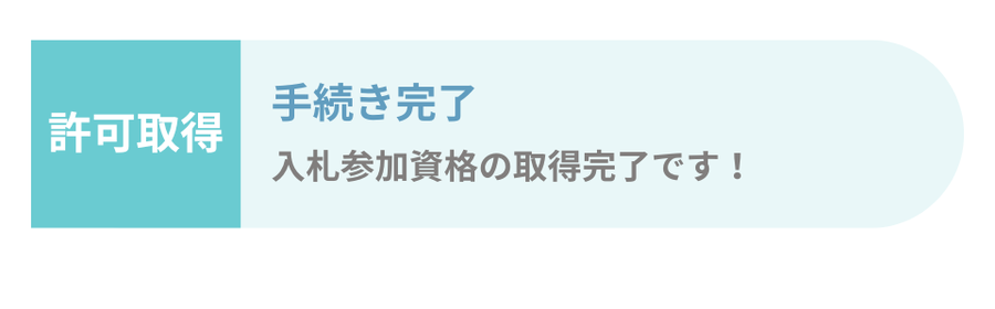 手続き完了　入札参加資格の取得完了です