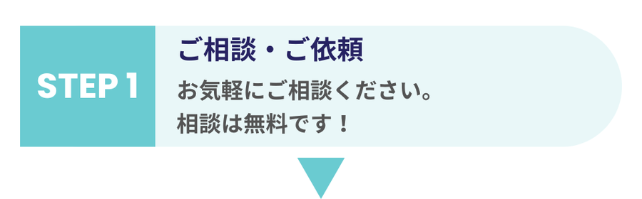 相談は無料で気軽に依頼できることを伝えるステップ1の案内画像