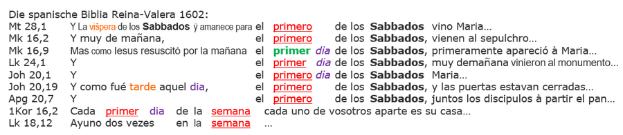reina valera Bibel, spanisch, auferstehung sabbat
