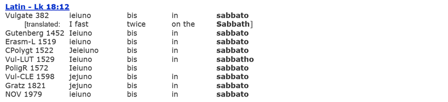 Luke 18:12 Fasting Sabbath week, Latin, Resurrection Sabbath