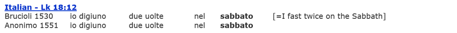 Luke 18:12 Italian Bibles fasting on the Sabbath