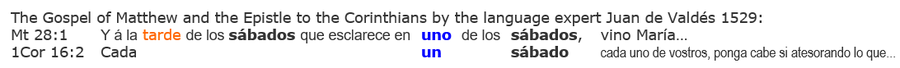 Bible Juan de Valdés, Spanish new testament, resurrection Sabbath