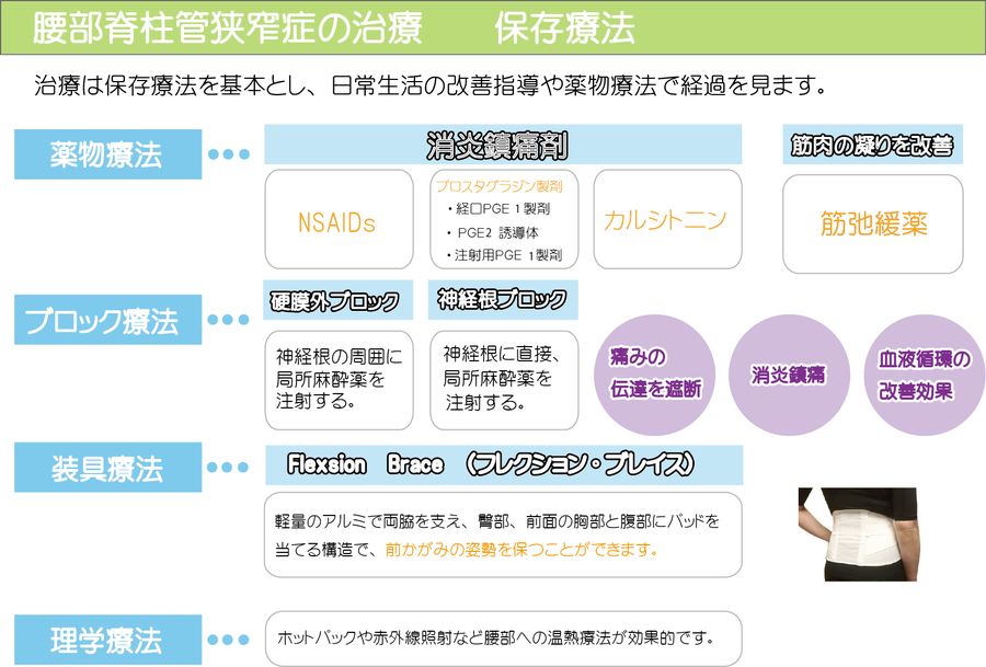 腰部脊柱管狭窄症の治療と保存療法の画像