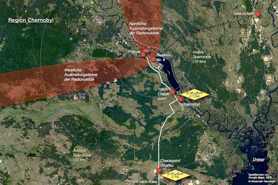 Karte der gesamten Sperrzone