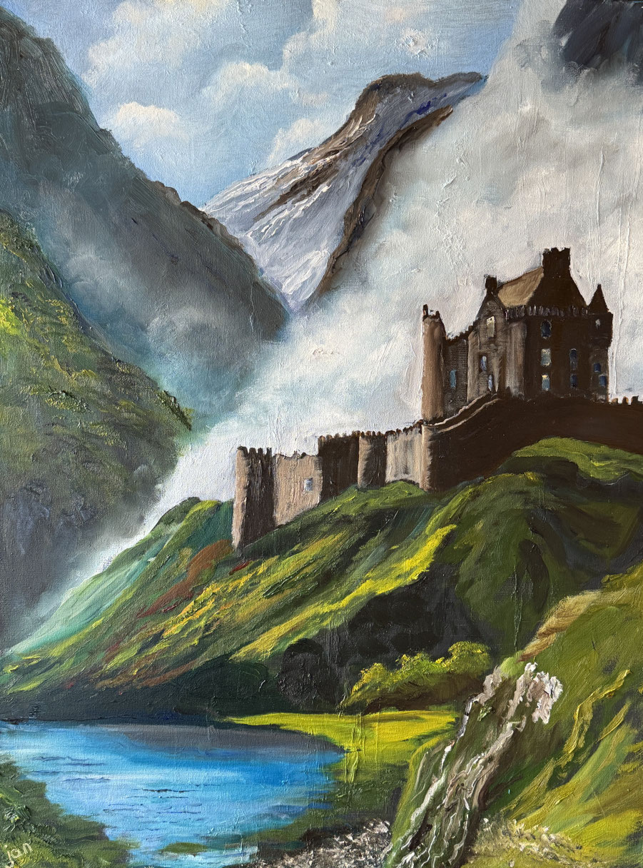 Muiderslot, olieverf, 40x120 cm