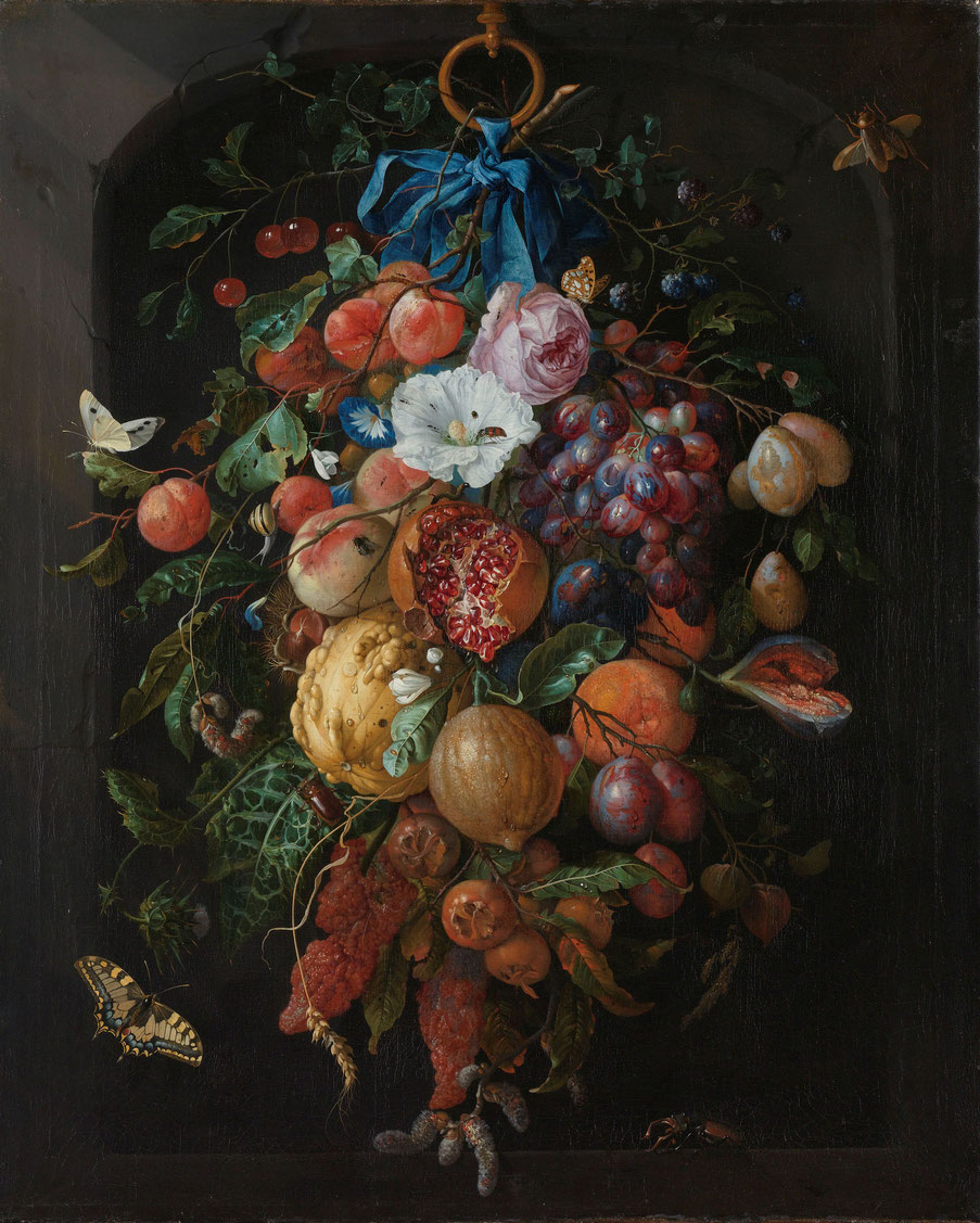 Jan Davidsz de Heem, Festone di frutta e fiori, olio su tela, 1660-1670, Rijskmuseum, Amsterdam