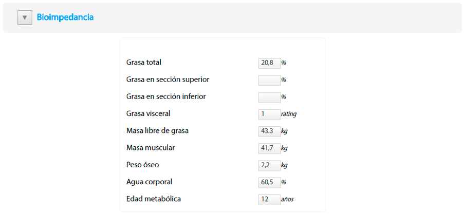 Medición de bioimpedancia