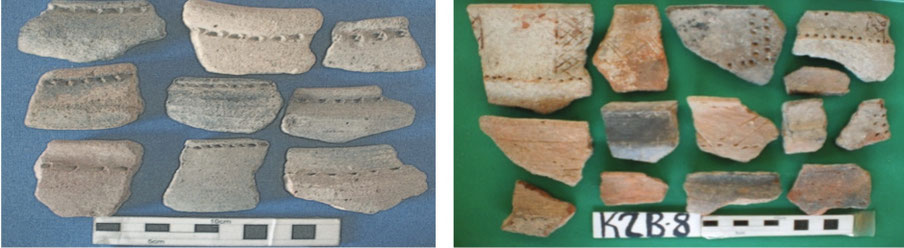 Left: Neck Punctuating or Swahili Ware (NP/SW)                    Right: Zanjian Ware